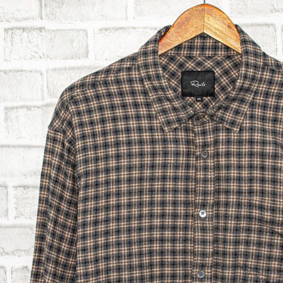 Rails Men's Flannel SUSSEX Shirt Tawny Onyx Plaid Cotton Size 2XL - Picture 5 of 6